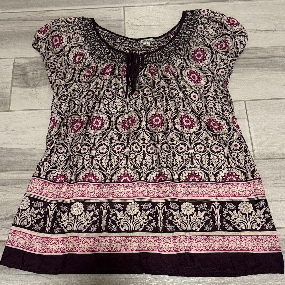 Heritage 1981 Black and Pink Floral Blouse